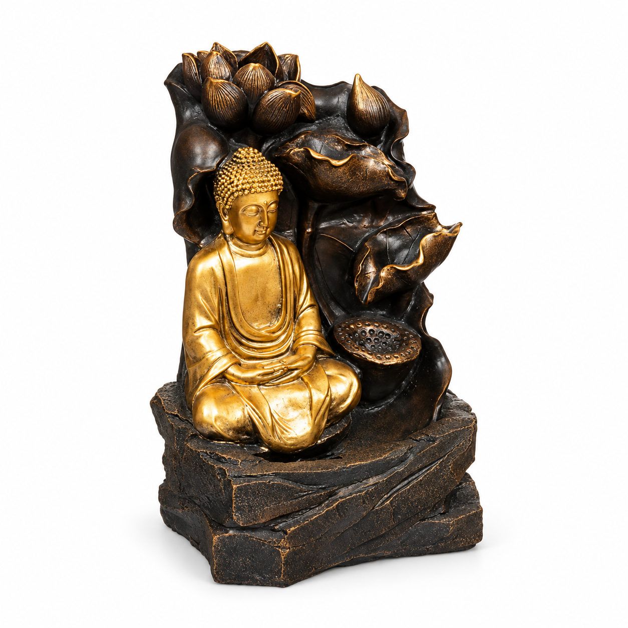 Atmosphera Kalyani arany Buddha szökőkút, 39,5 cm