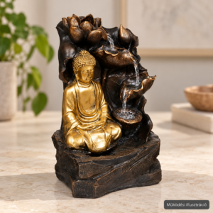 Atmosphera Kalyani arany Buddha szökőkút, 39,5 cm