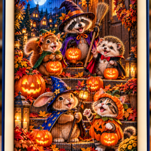 Állatkák Halloweenje Fotócsíkos Könyvszobor sablon