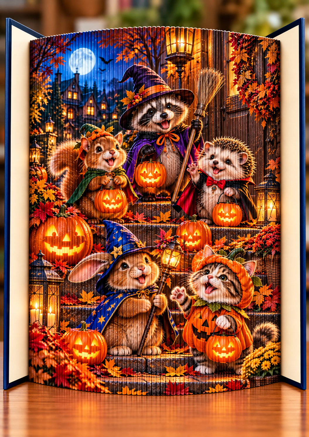 Állatkák Halloweenje Fotócsíkos Könyvszobor sablon