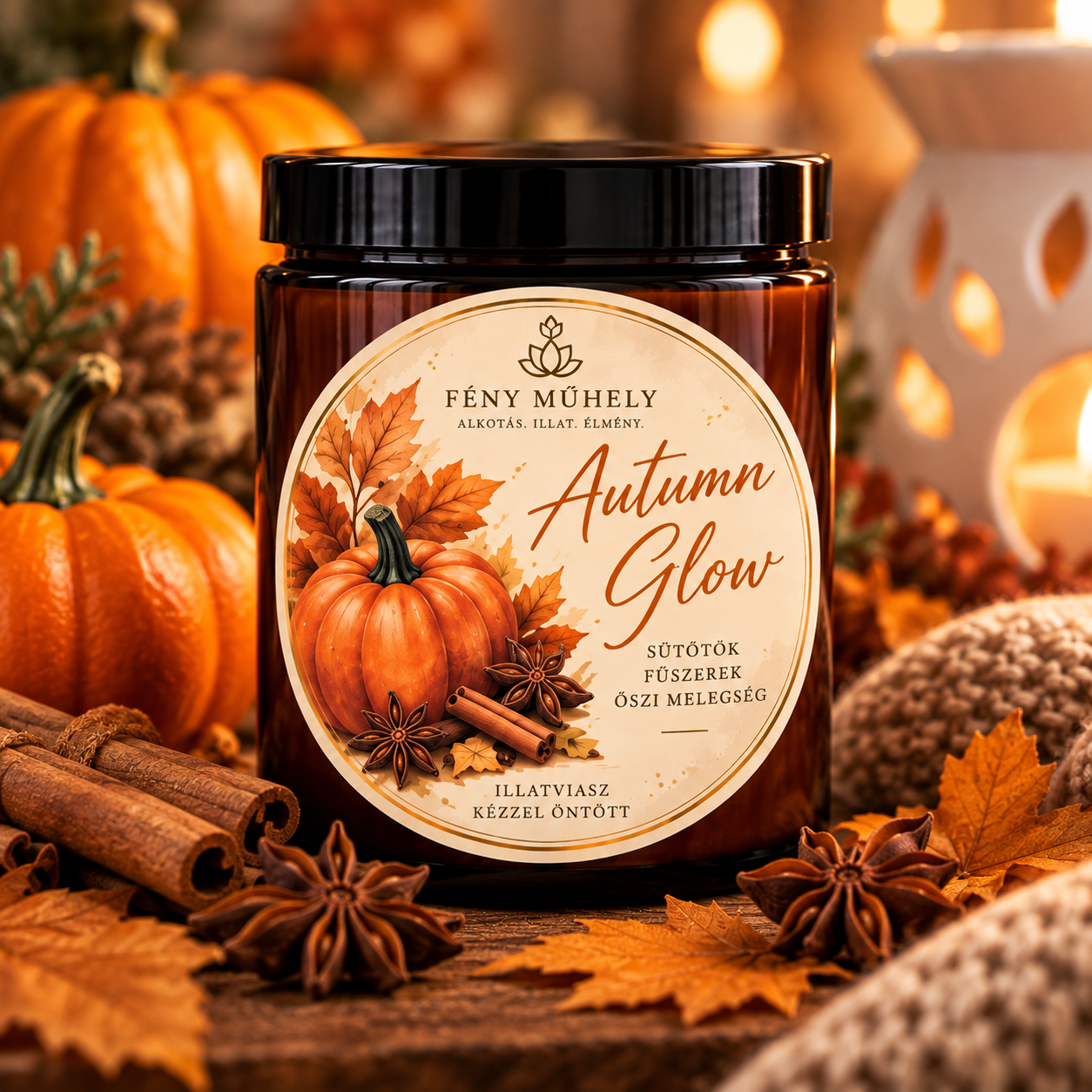 🎃 Autumn Glow gyertya – Sütőtök & fűszerek