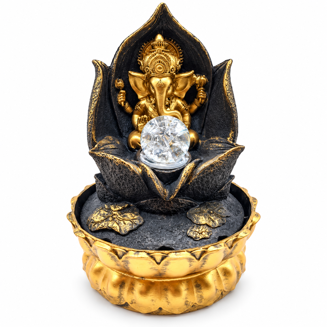 Ganesh Lotus Gold beltéri szökőkút, 29 cm