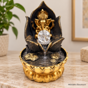 Ganesh Lotus Gold beltéri szökőkút, 29 cm