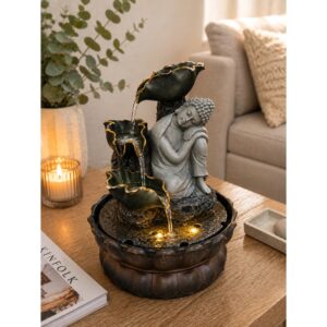 Pihenő Buddha beltéri szökőkút LED világítással