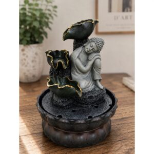 Pihenő Buddha beltéri szökőkút LED világítással