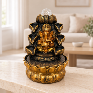 Ganesh asztali szökőkút dupla vízeséssel és LED világítással, 30 cm