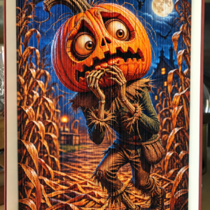 „Halloweeni rémült tök” Fotócsíkos Könyvszobor sablon