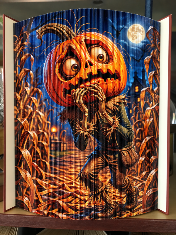 „Halloweeni rémült tök” Fotócsíkos Könyvszobor sablon