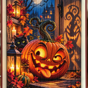 „Halloweeni vigyorgó tök” Fotócsíkos Könyvszobor sablon