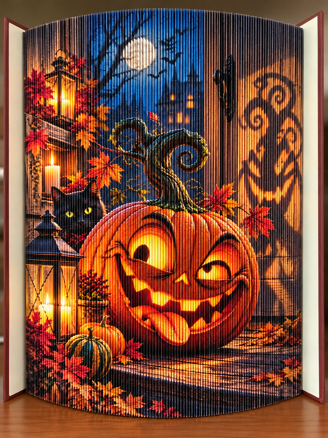 „Halloweeni vigyorgó tök” Fotócsíkos Könyvszobor sablon