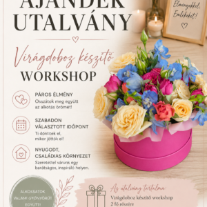Páros ajándékutalvány – virágdoboz készítő workshop 2 fő részére élő virágokból – Foglaló