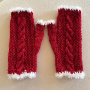Mikulás stílusú kézzel kötött női kesztyű