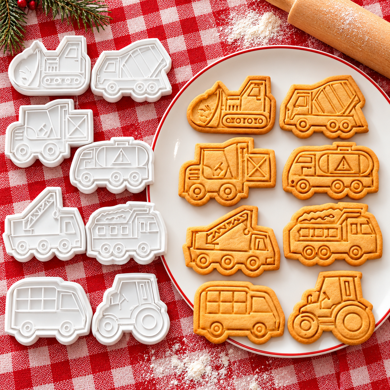 Süteménykiszúró és mintázó szett – 3D nyomtatott, 8 darabos 🎄💚