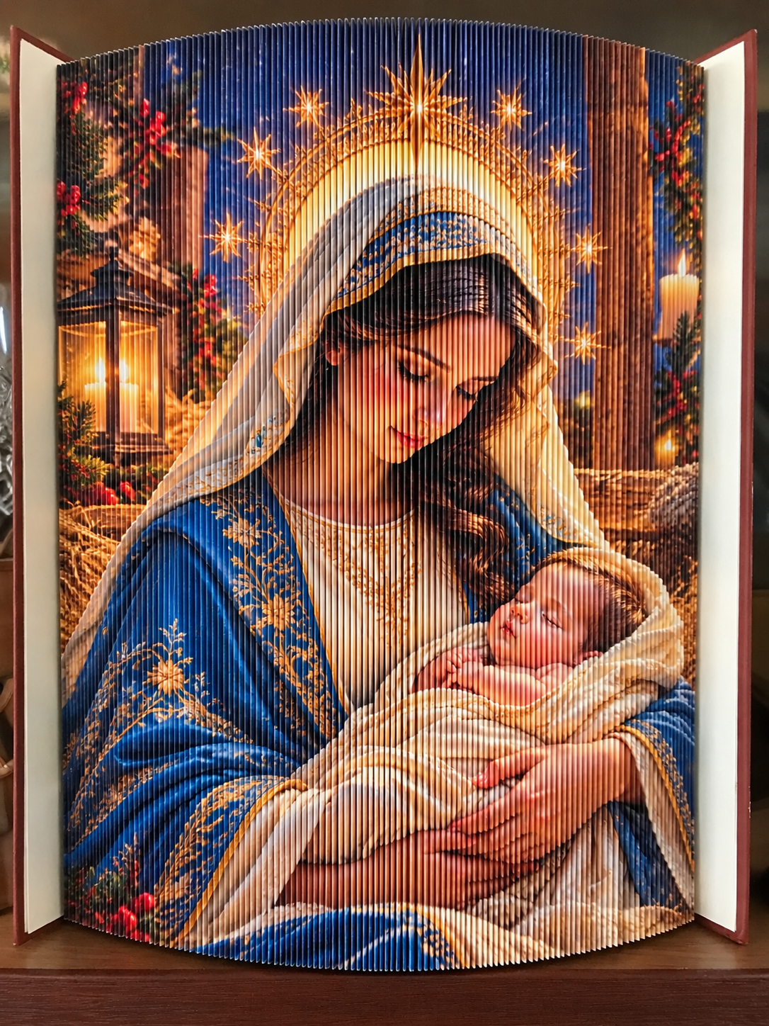 „Madonna gyermekével” Fotócsíkos Könyvszobor sablon