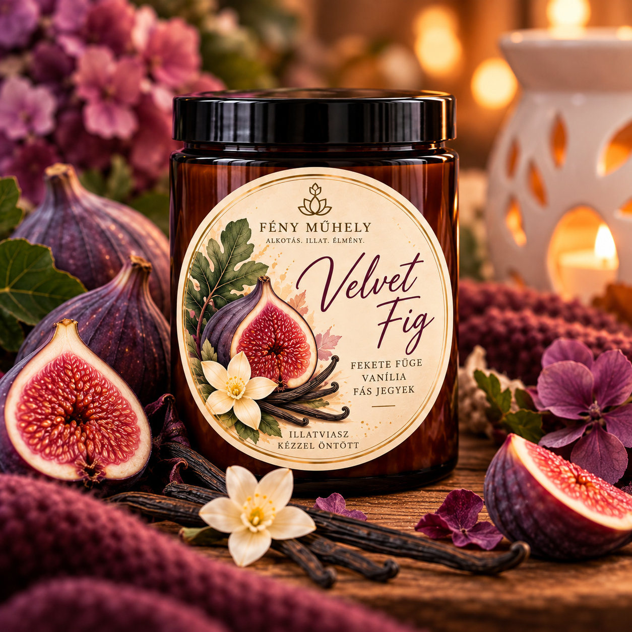 🤎 Velvet Fig gyertya – Fekete füge & vanília