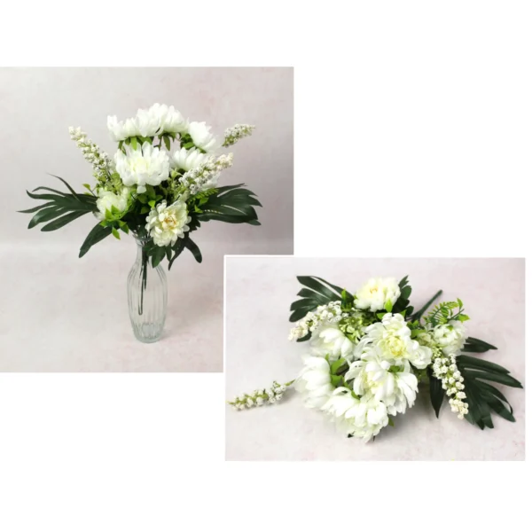 Örök krizantémcsokor kiegészítőkkel, 40 cm – 12 virág