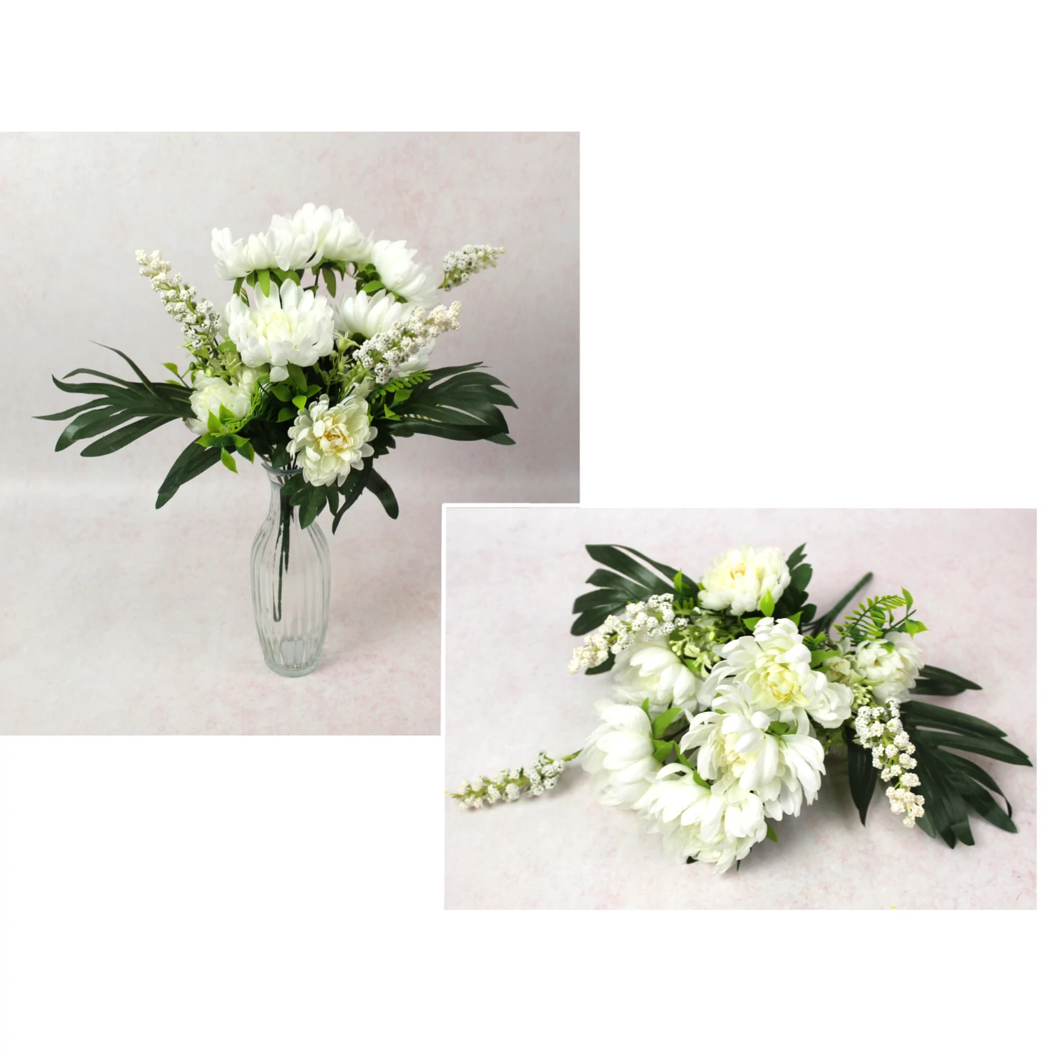 Örök krizantémcsokor kiegészítőkkel, 40 cm – 12 virág