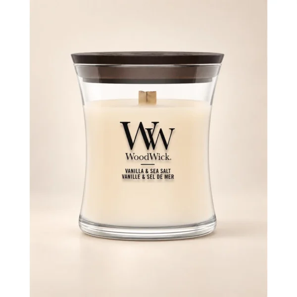 WoodWick Vanilla & Sea Salt Mini illatgyertya 85 g