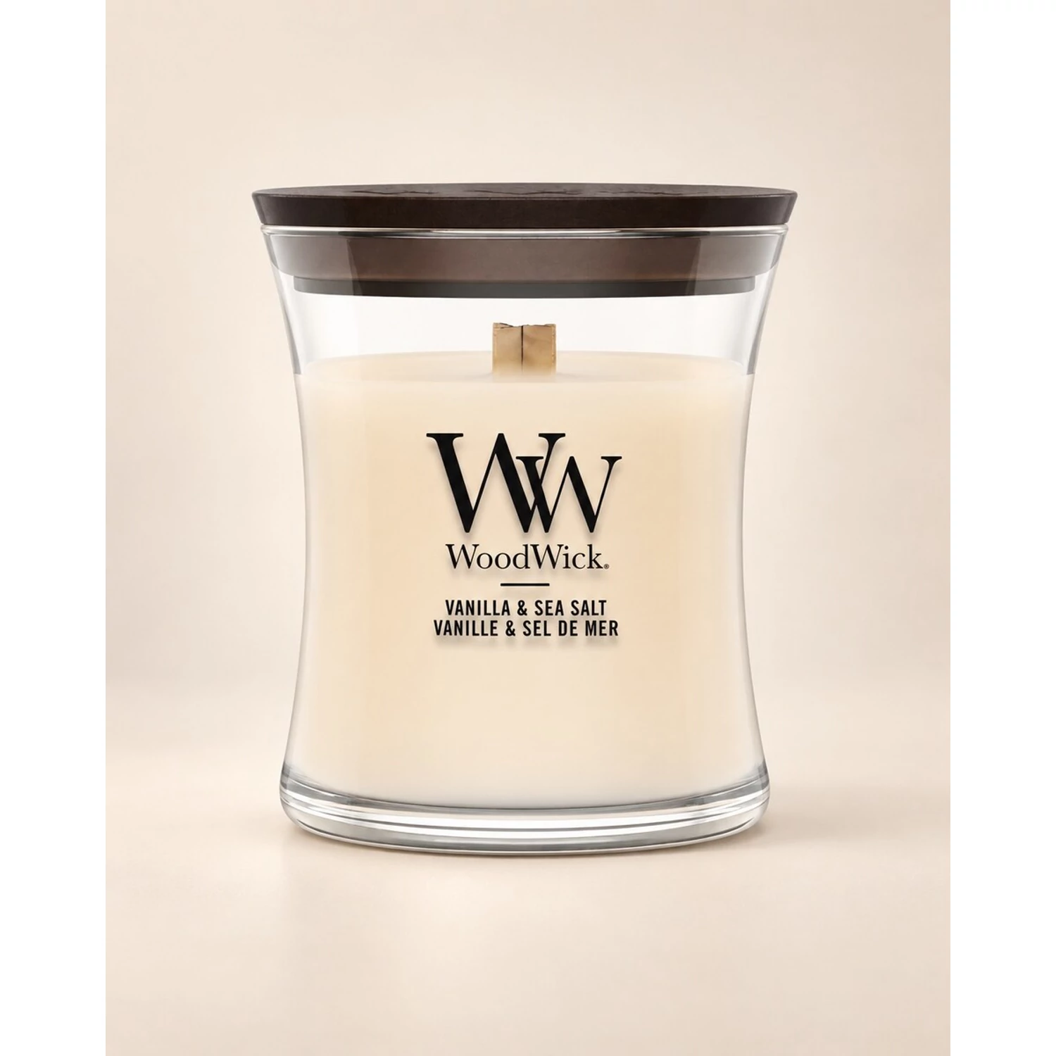 WoodWick Vanilla & Sea Salt Mini illatgyertya 85 g