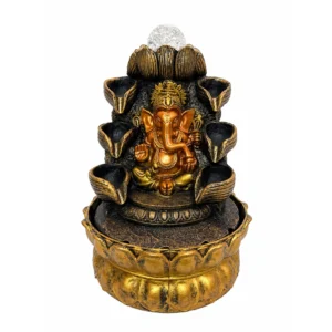 Ganesh asztali szökőkút dupla vízeséssel és LED világítással, 30 cm
