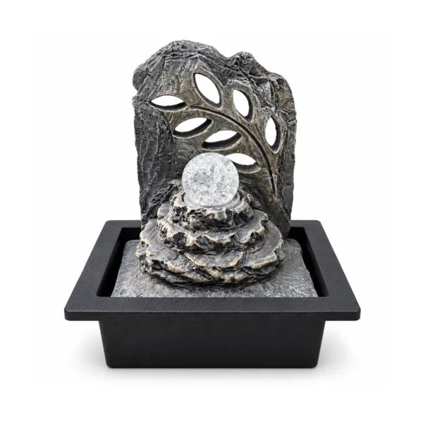 Levélharmónia – asztali szökőkút üveggömbbel, 29 cm