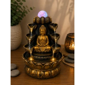 Buddha asztali szökőkút LED világítással
