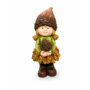 Tobozsapkás őszi lány figura