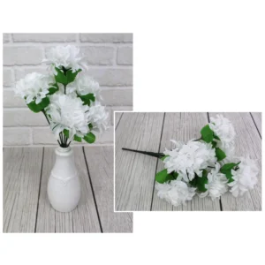 Örök krizantémcsokor, 35 cm – fehér, 7 virág
