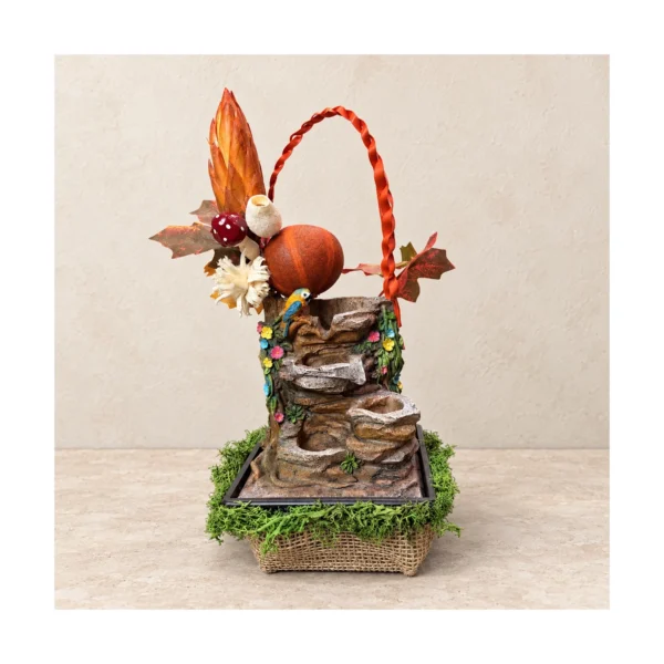Őszi papagájos beltéri szökőkút – 35 × 15 cm