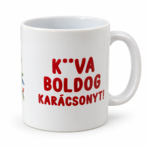 K**va boldog karácsonyt – piros feliratos bögre