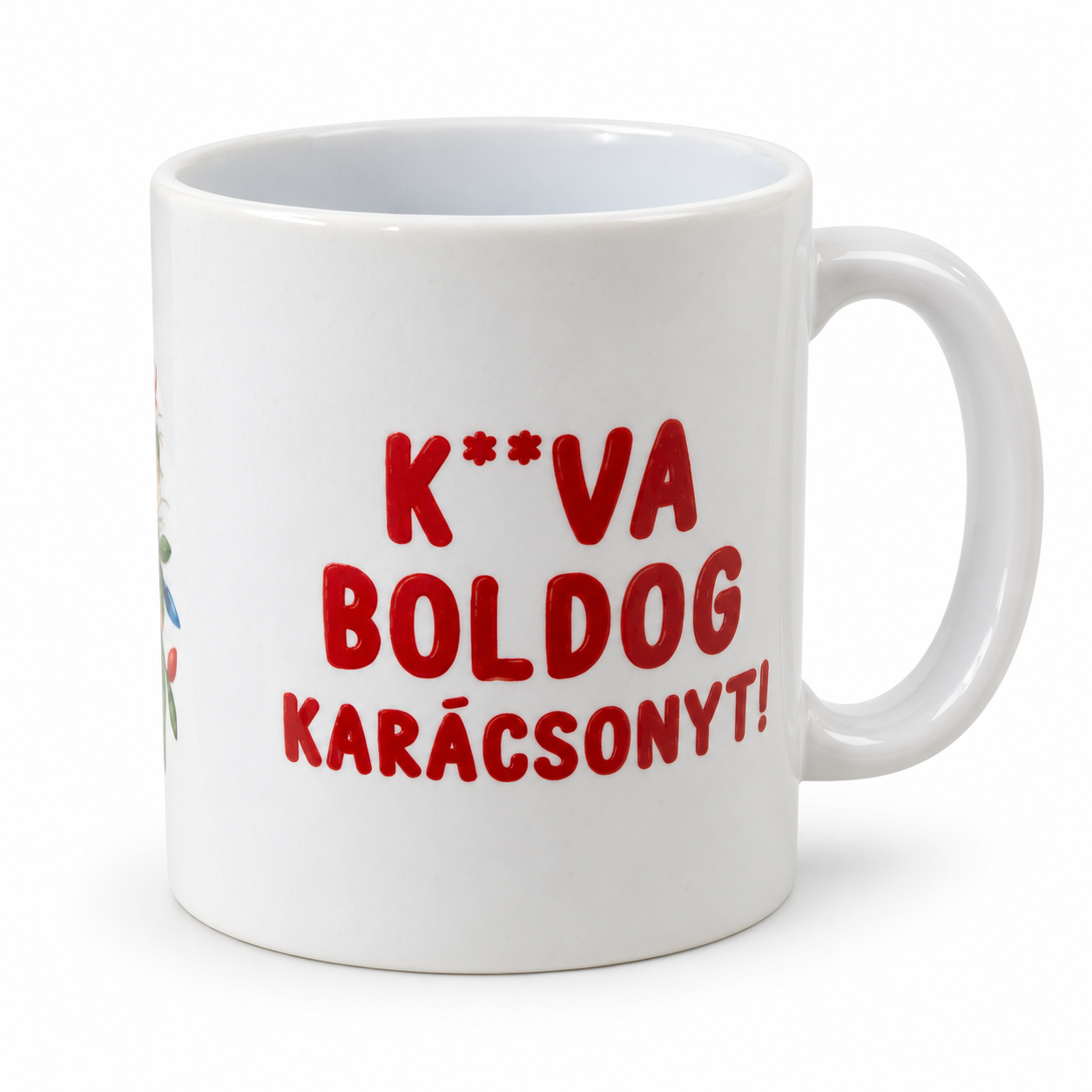 K**va boldog karácsonyt – piros feliratos bögre