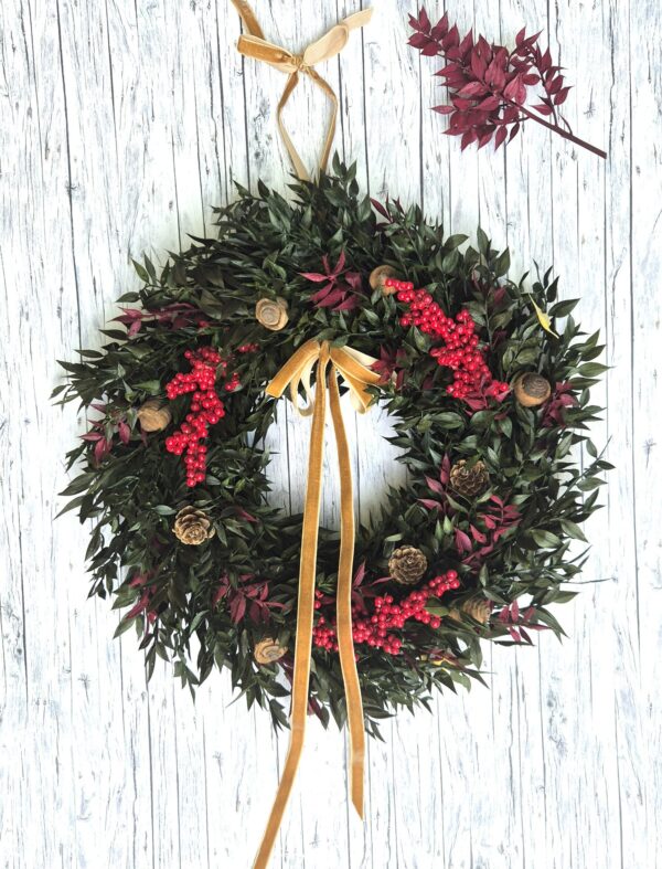 Örökzöld elegancia koszorú 33 cm Ősz-tél
