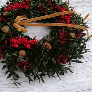 Örökzöld elegancia koszorú 33 cm Ősz-tél